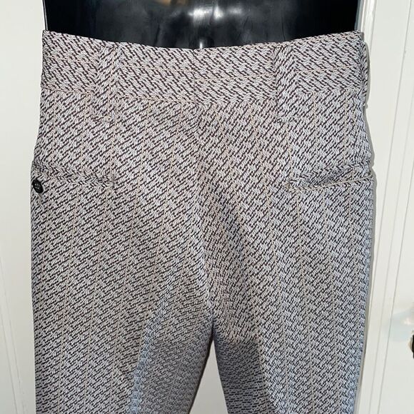 Vtg 70s brown, gray & tan patterned double knit pants - Picture 6 of 7